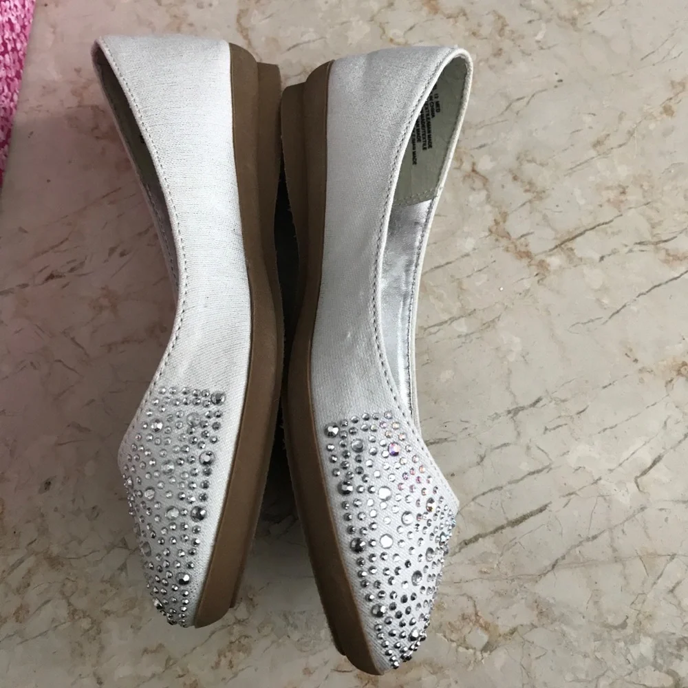 Ballet flower girl white sparkle rhinestone shoes